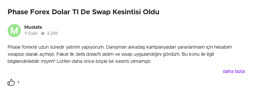 Phase Forex Swap Şikayeti